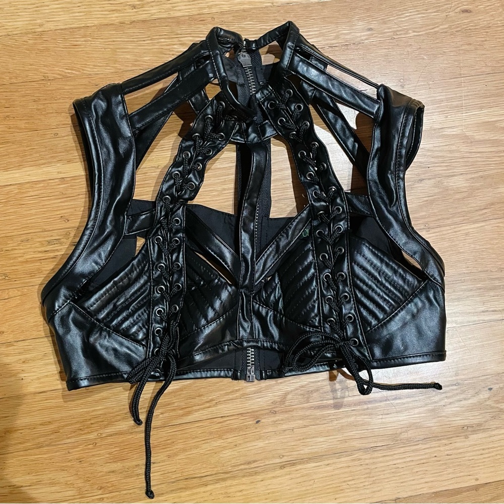 Club Exx Rude Awakening Harness bra Top - black